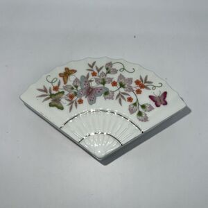 Vintage Avon Handcrafted Porcelain 1980 Keepsake  Fan-shaped Flowers Butterflies